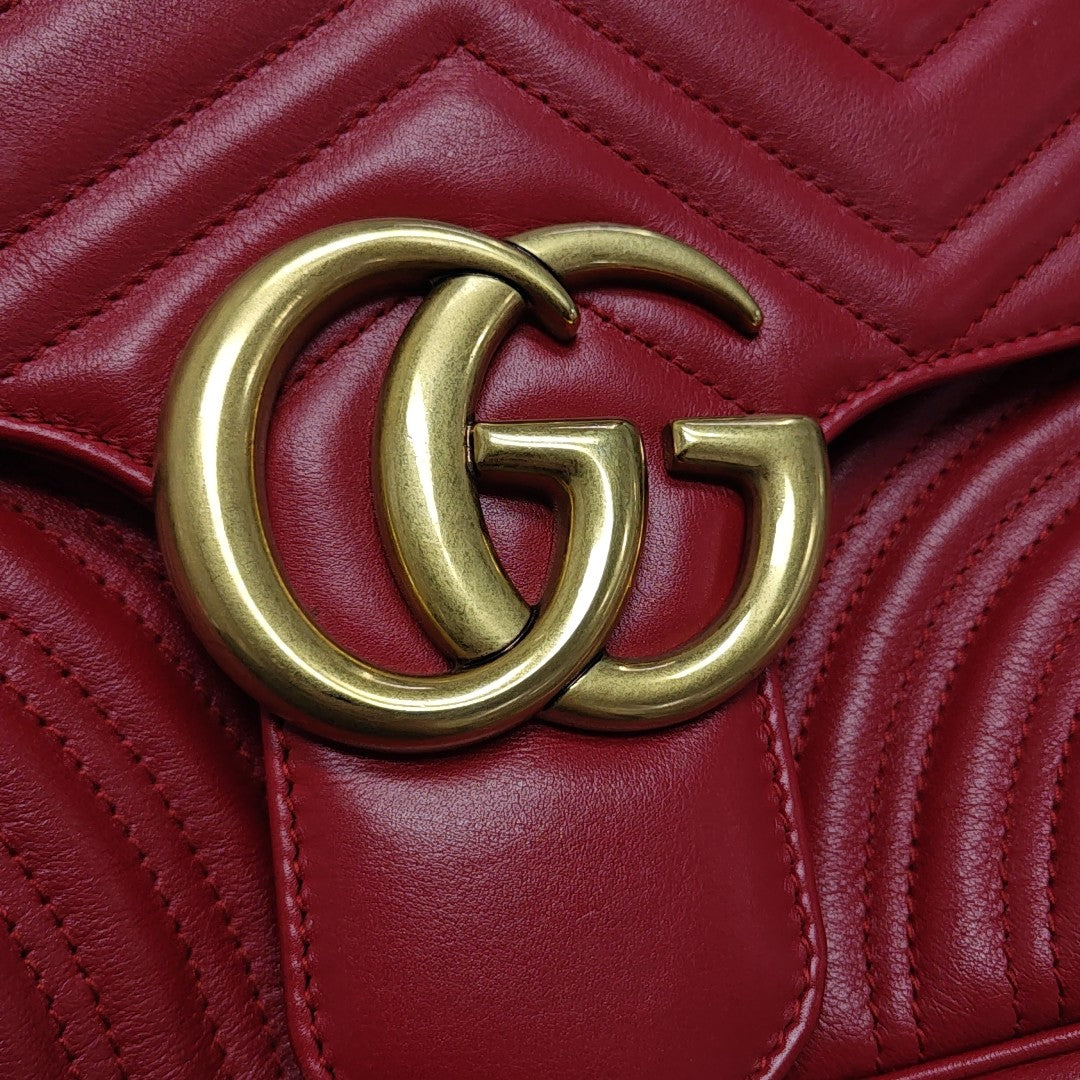 GG Marmont Large Quilted Calfskin Red