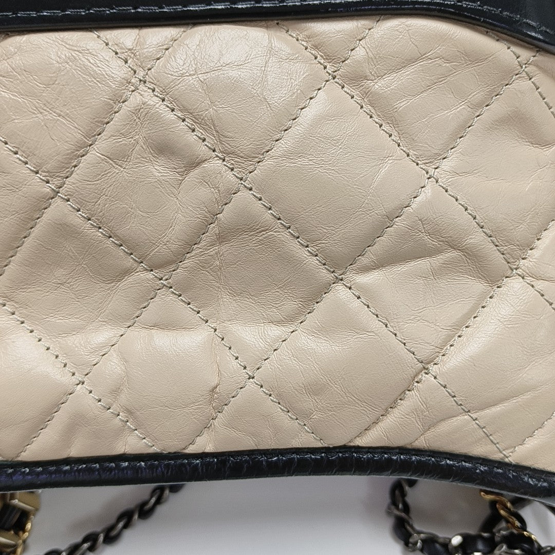 GABRIELLE Small Quilted Calfskin Beige