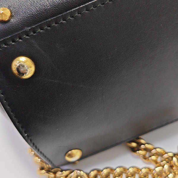 Calfskin Top Handle Bag Black