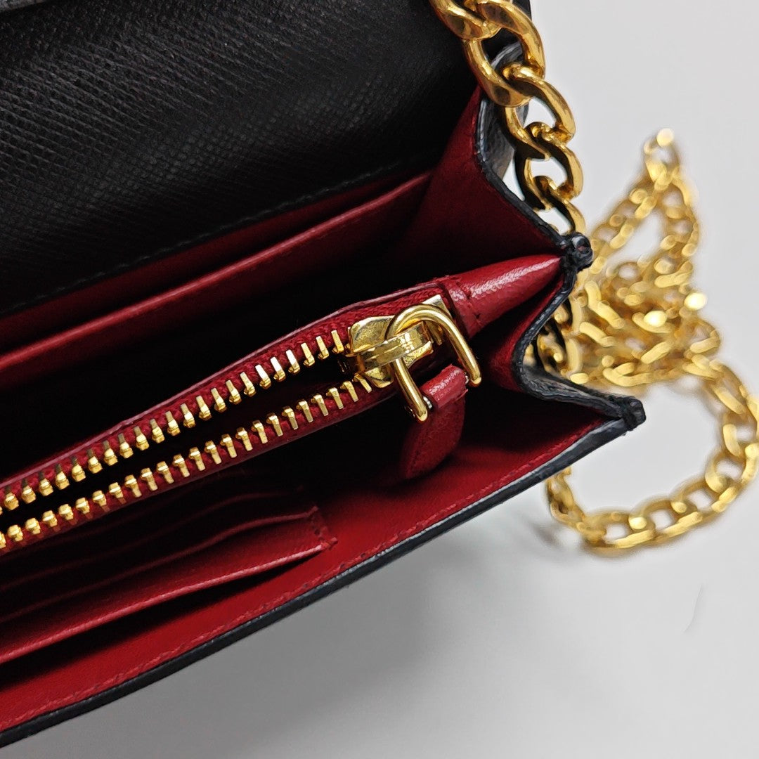 Saffiano Calfskin Shoulder Bag Black