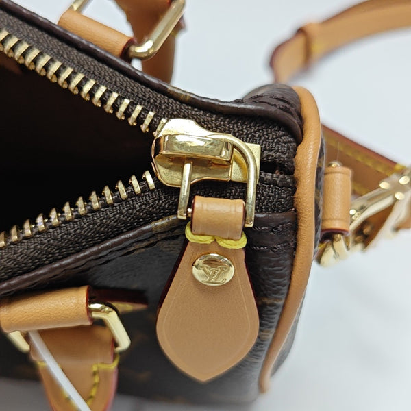 Authenticated pre-owned  SPEEDY Nano Monogram Coated Canvas Brown - Shoulder Bag at Looply