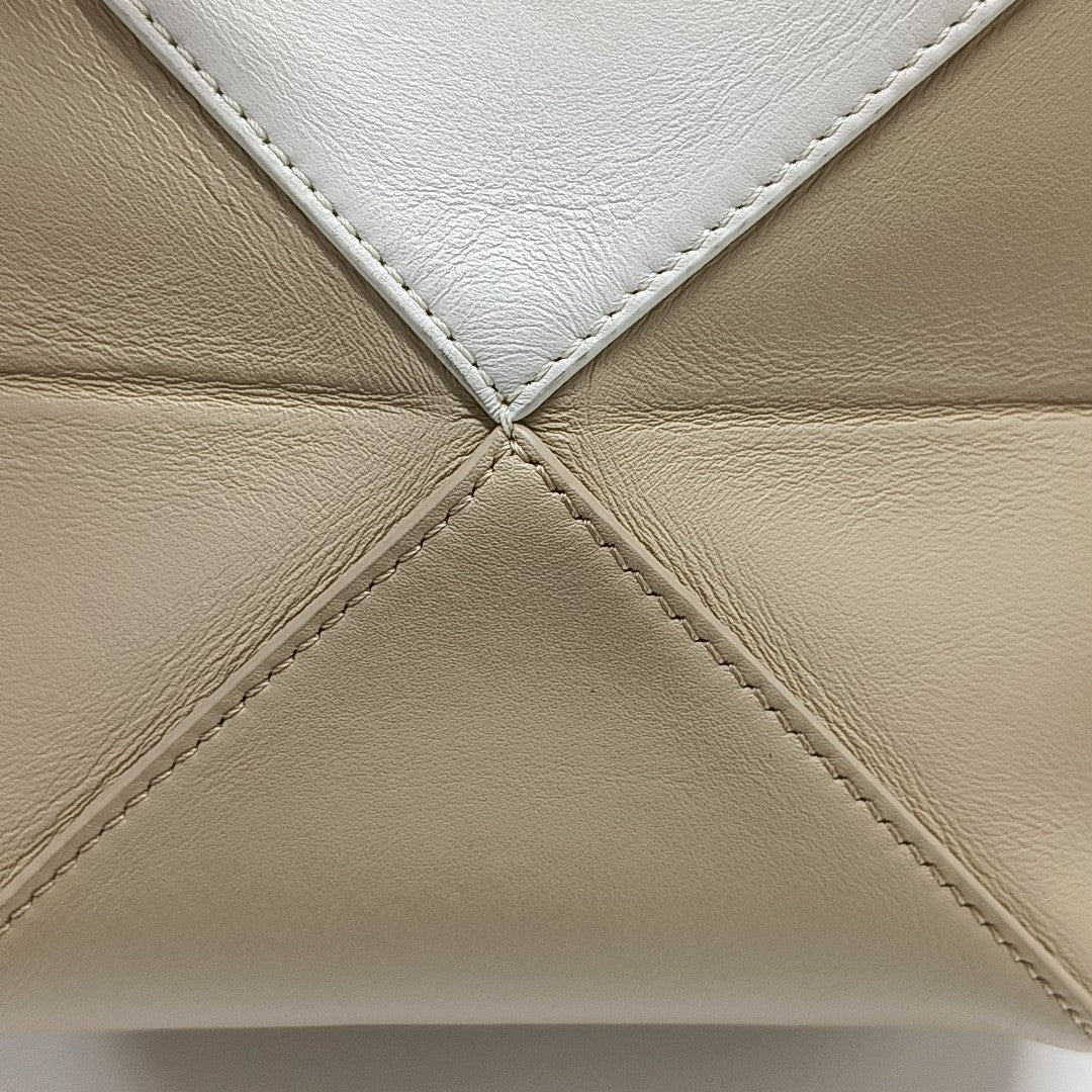 Puzzle Fold Mini Quilted Calfskin Beige