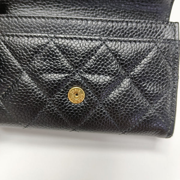 CLASSIC FLAP Quilted Grained Calfskin Black Card Holder