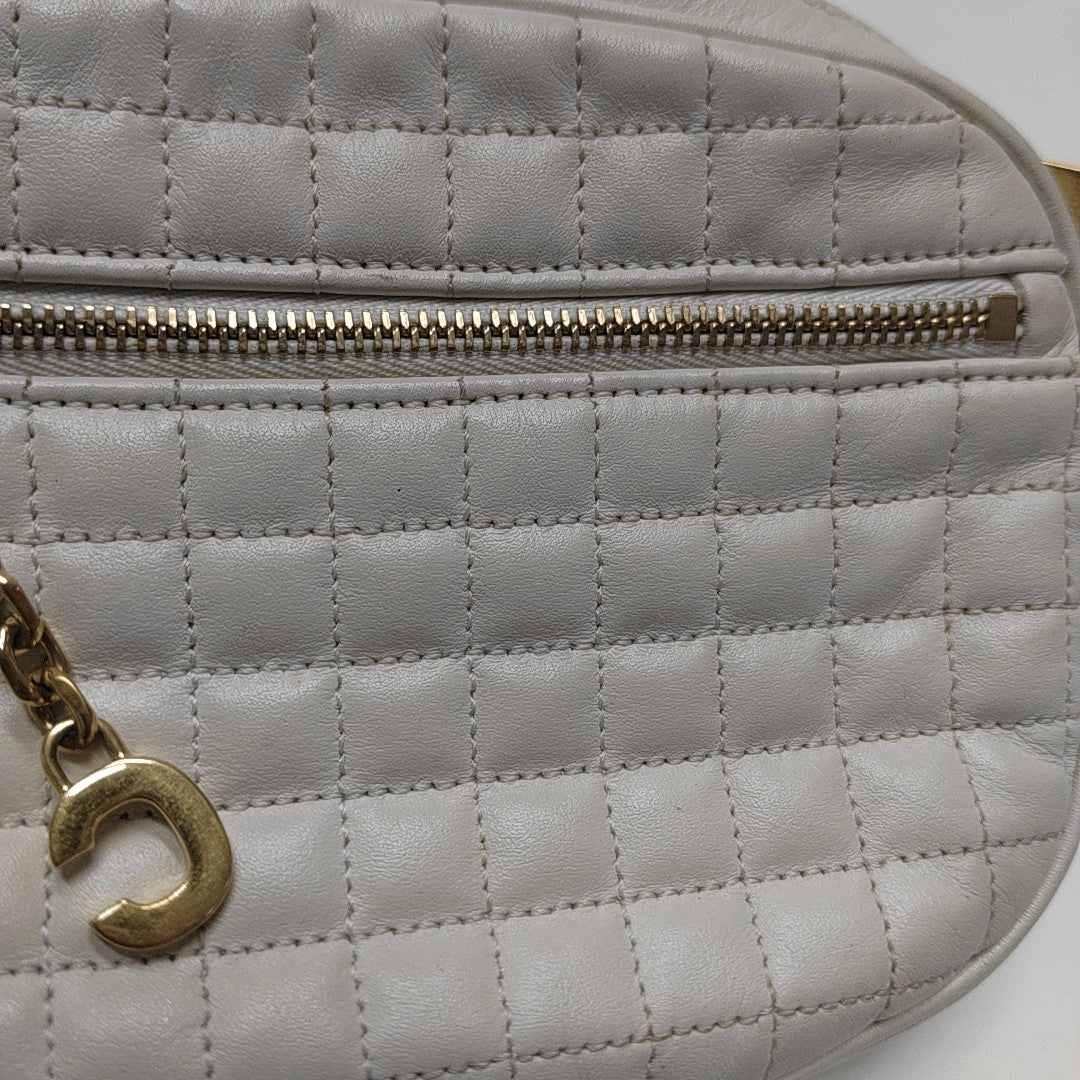 C CHARM Quilted Calfskin White
