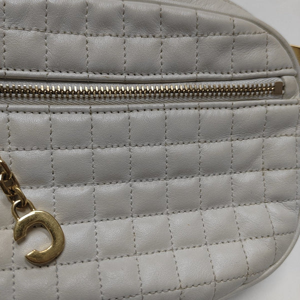 C CHARM Quilted Calfskin White
