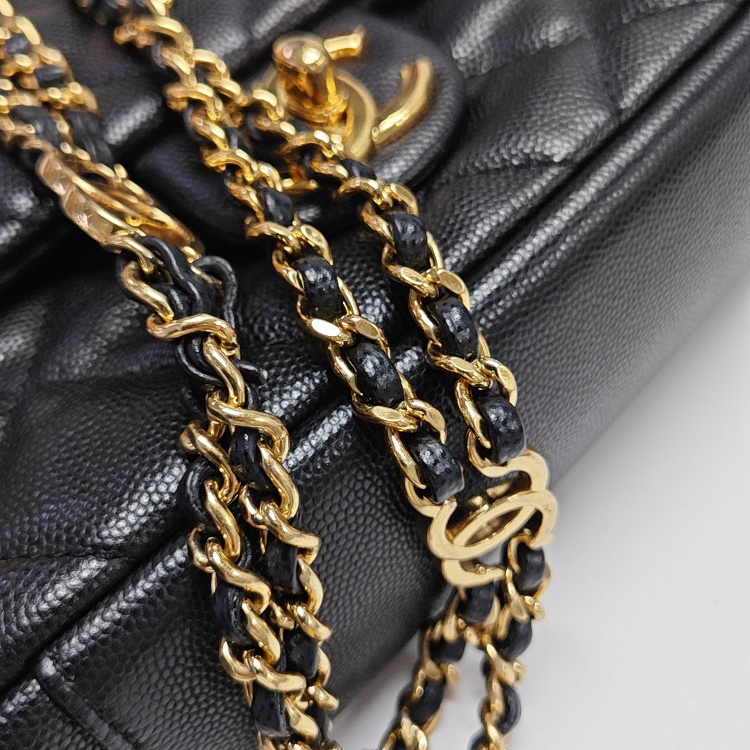 CLASSIC FLAP Mini Quilted Grained Calfskin Black
