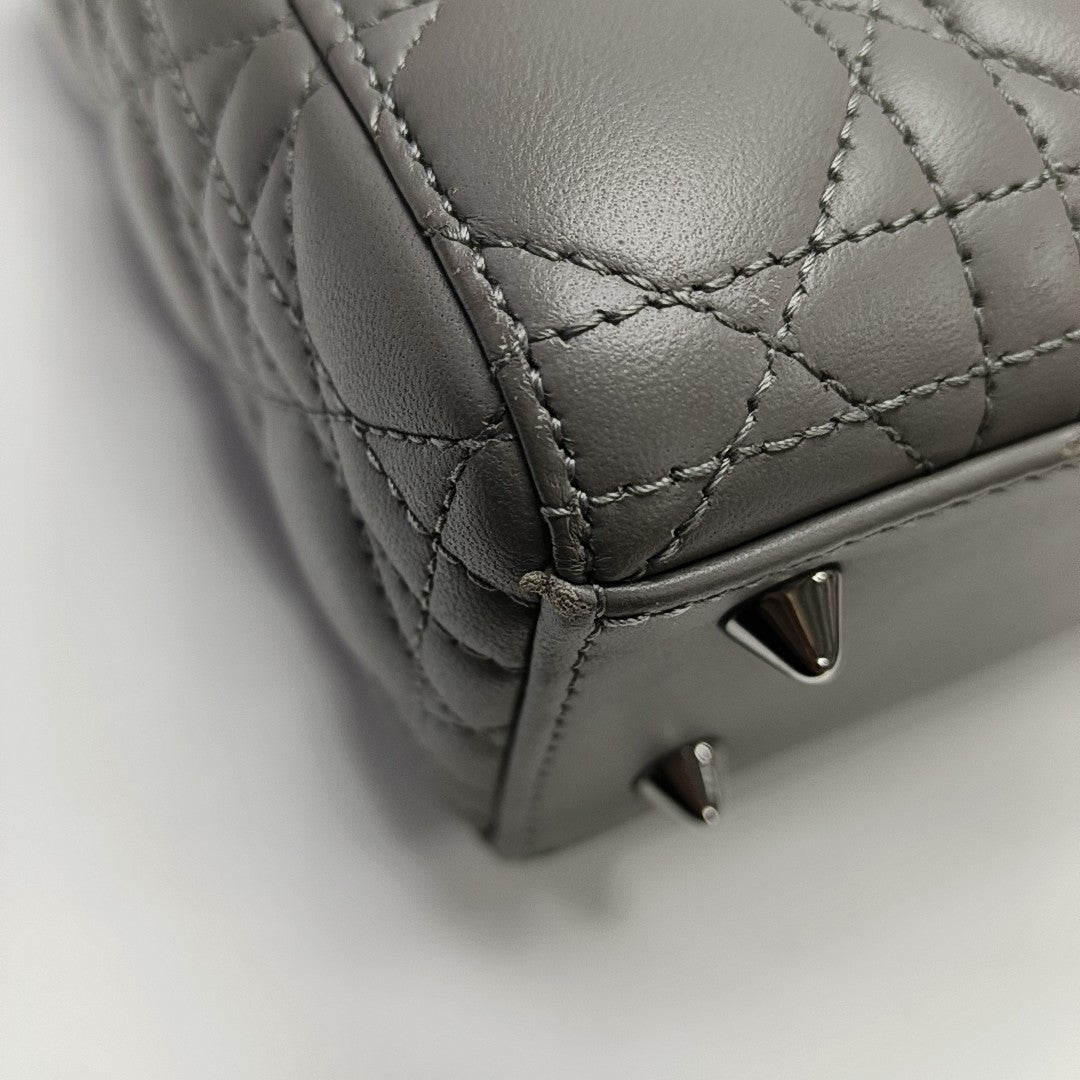 Lady Dior Small Cannage Lambskin Gray