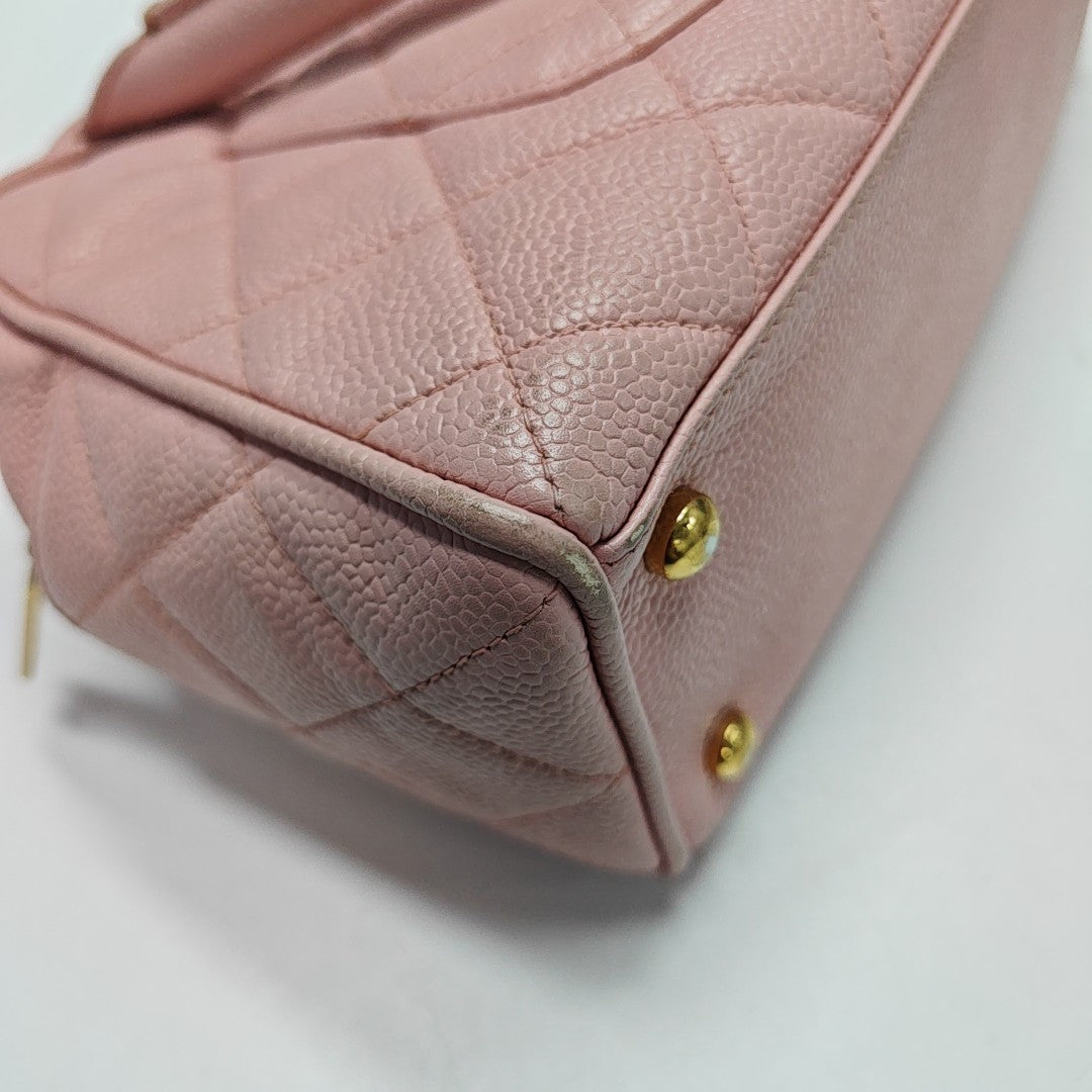 BOWLER Quilted Grained Calfskin Pink