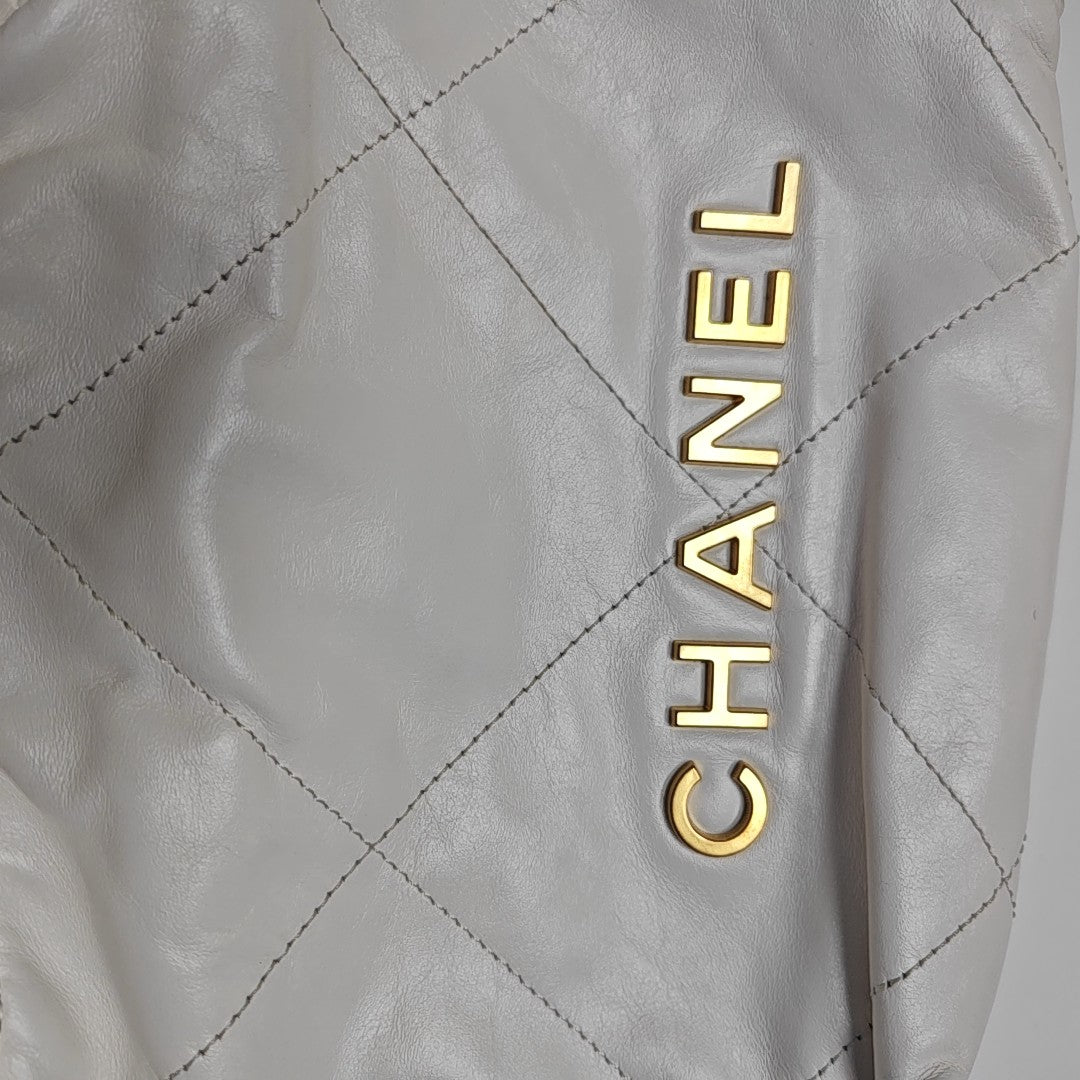 CHANEL 22 Mini Quilted Calfskin White