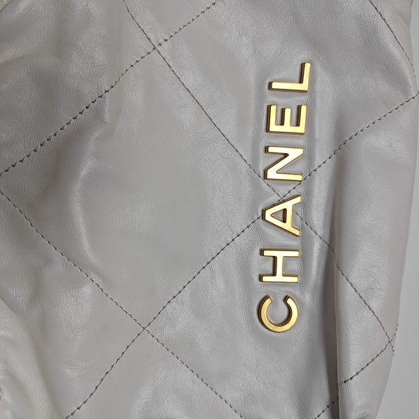 CHANEL 22 Mini Quilted Calfskin White