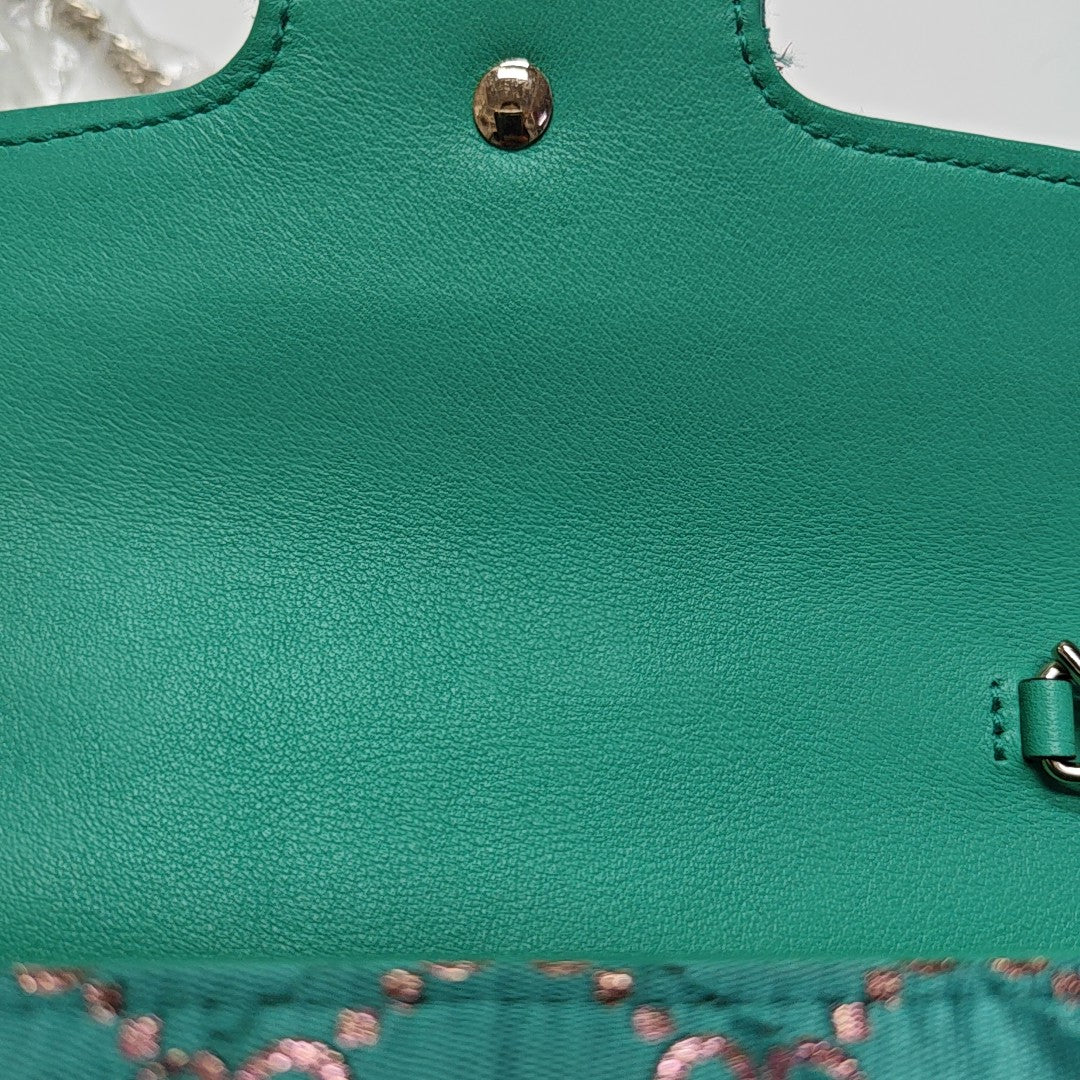 GG Marmont Super Mini Quilted Fabric Green