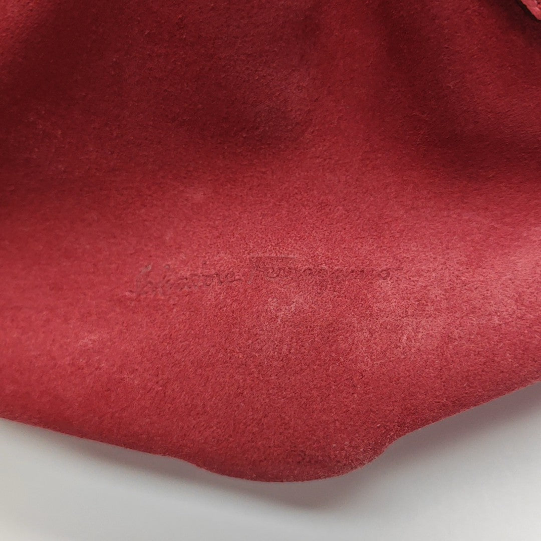 Suede Top Handle Bag Red