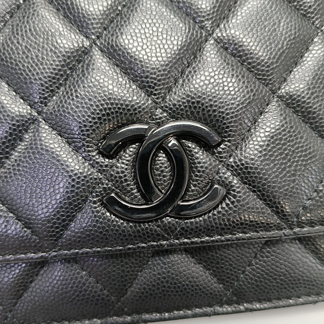 WOC Quilted Grained Calfskin Black