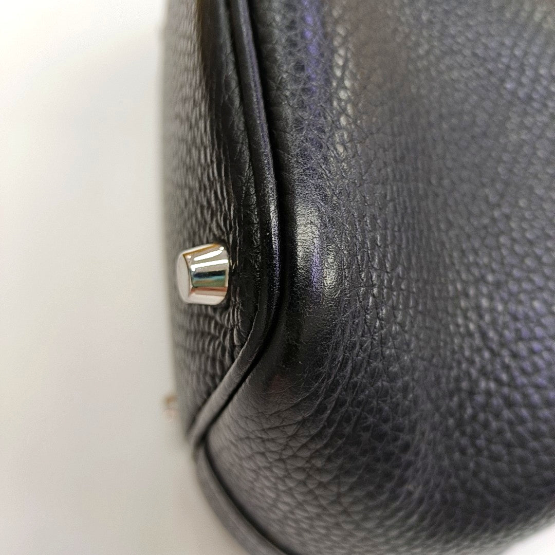 Authenticated pre-owned  Picotin Lock 18 Clemence Black - Bucket Bag at Looply
