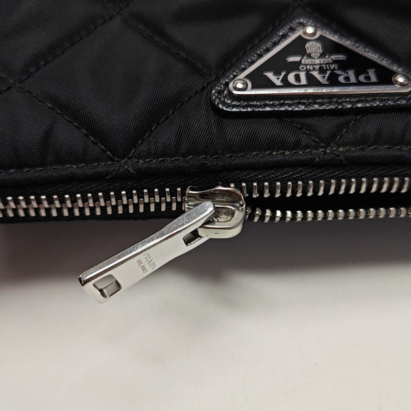 Quilted Nylon Shoulder Bag Black