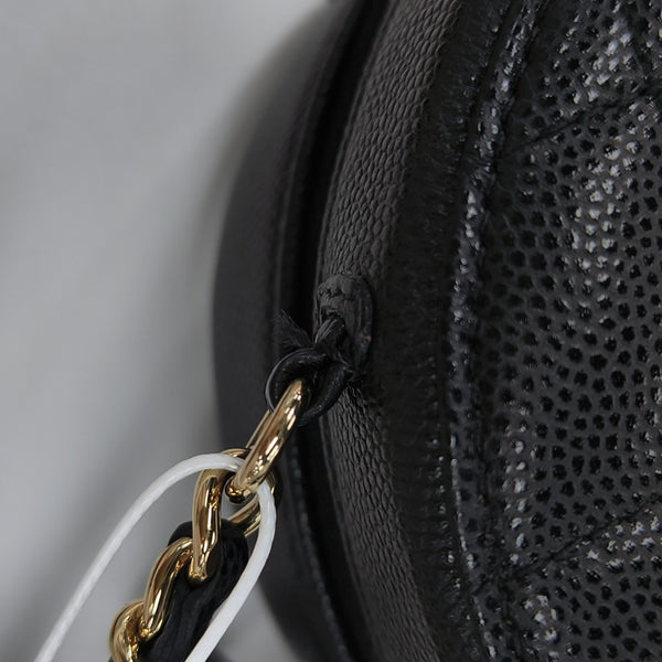 Quilted Grained Calfskin Shoulder Bag Black