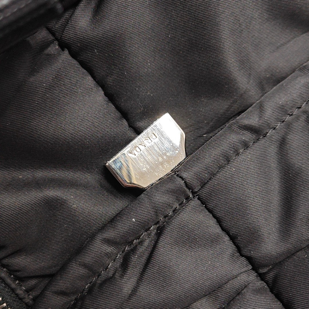 Quilted Nylon Shoulder Bag Black
