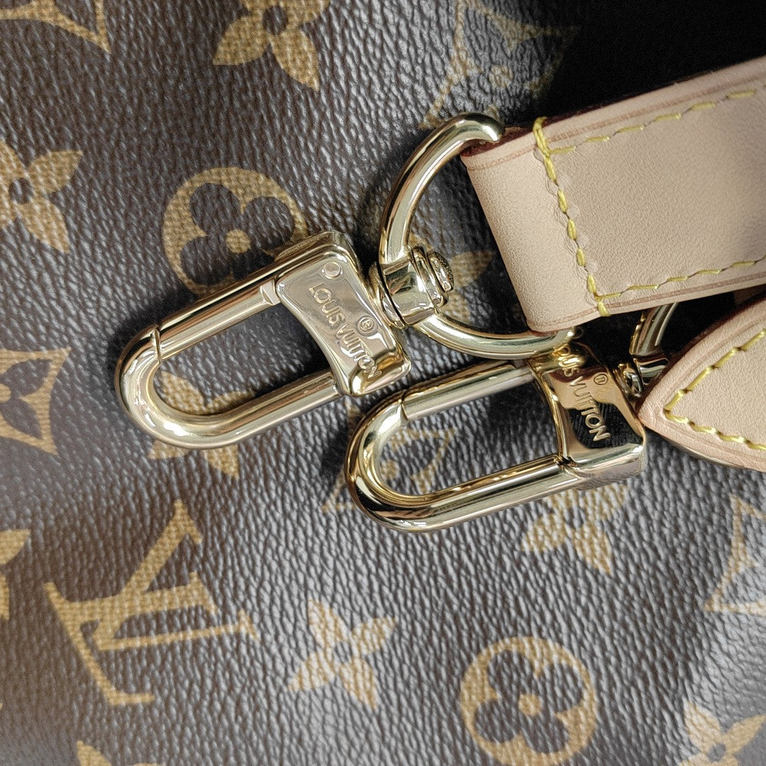 KEEPALL 55 Monogram Coated Canvas Brown