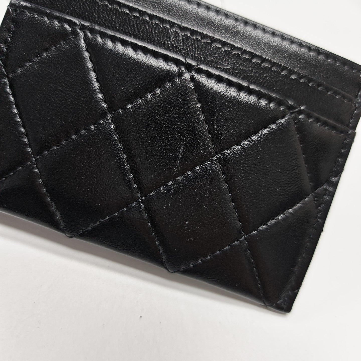 Quilted Lambskin Card Holder Black
