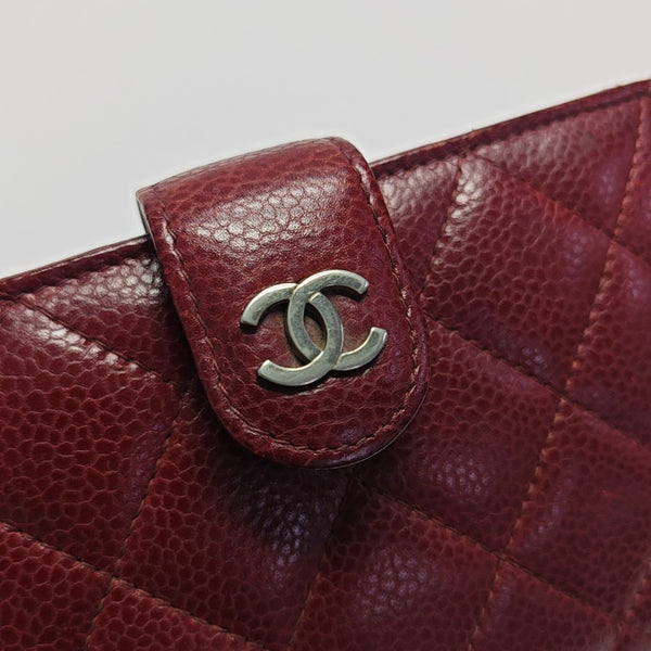 Quilted Grained Calfskin Wallet Red