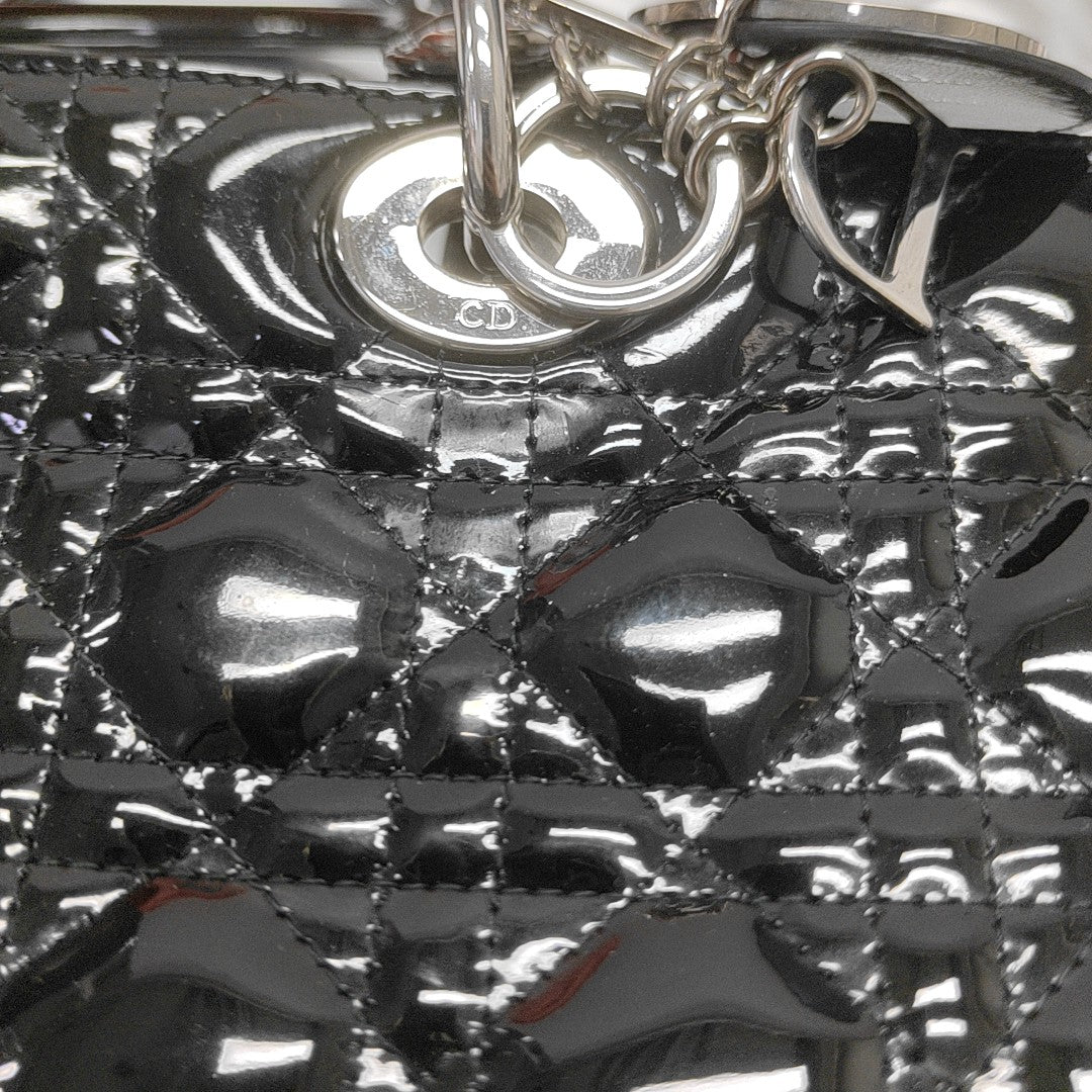 Lady Dior Large Cannage Patent Leather Black