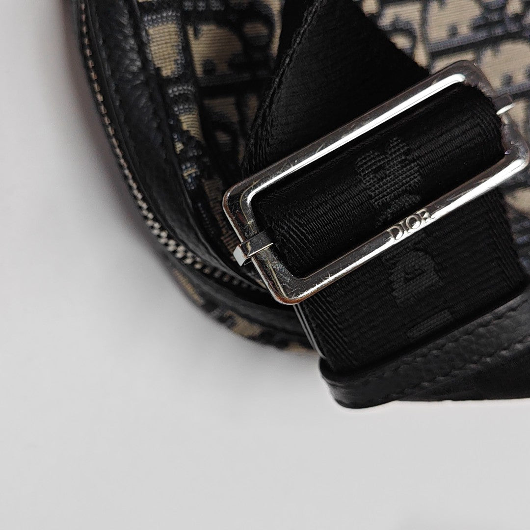 Oblique Fabric Shoulder Bag Beige