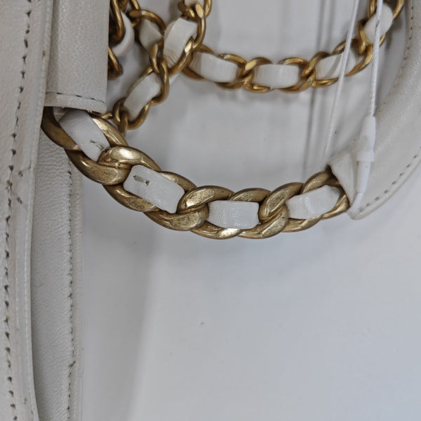 Quilted Lambskin Bucket Bag White