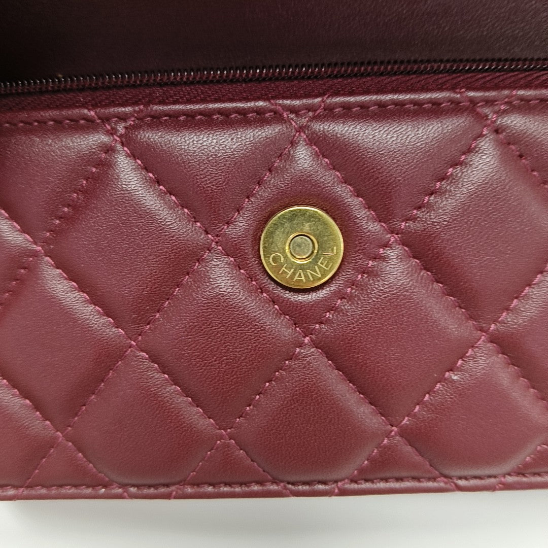 WOC Mini Quilted Lambskin Red