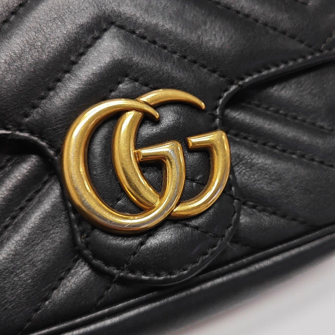 GG Marmont Mini Quilted Calfskin Black