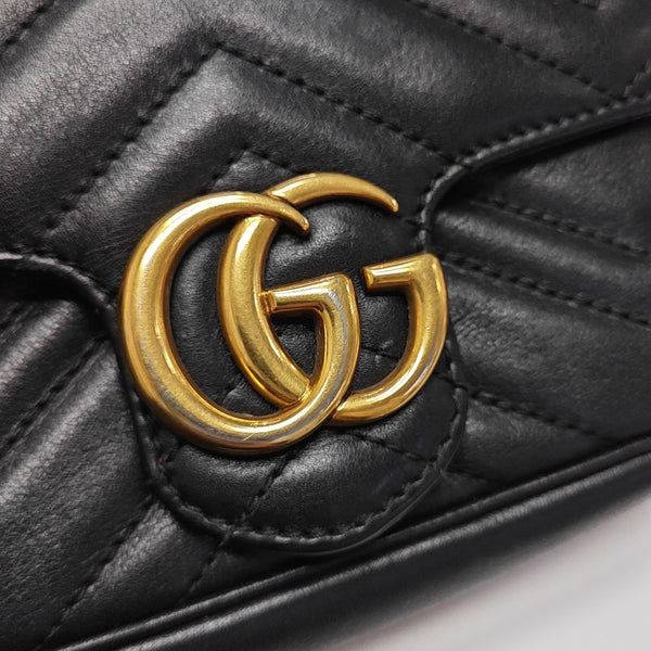 GG Marmont Mini Quilted Calfskin Black