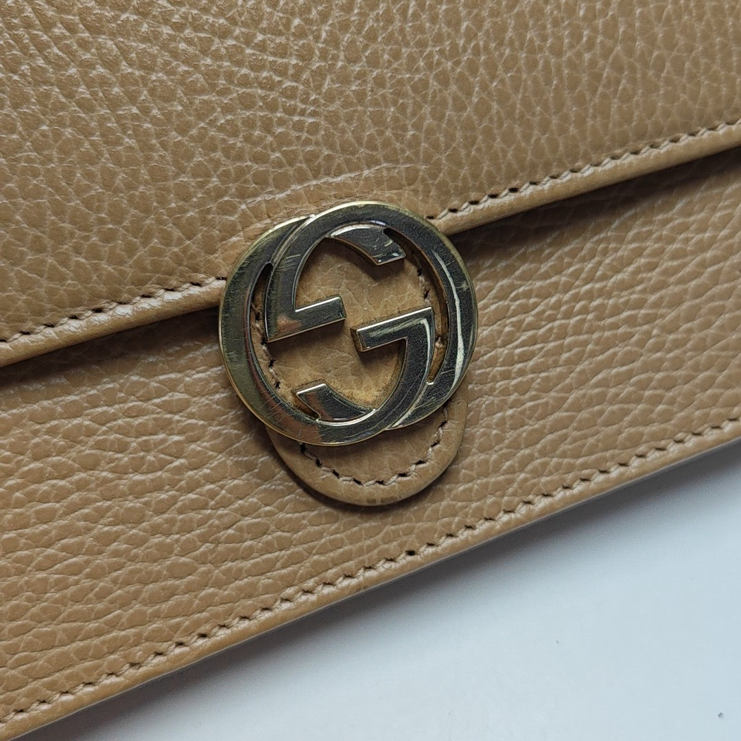 Interlocking G Small Calfskin Beige