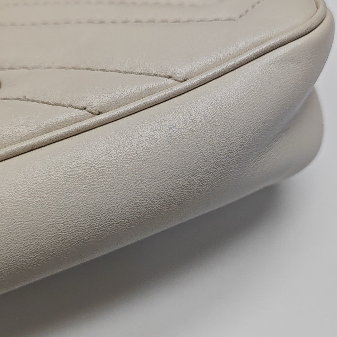 GG Marmont Mini Quilted Calfskin White