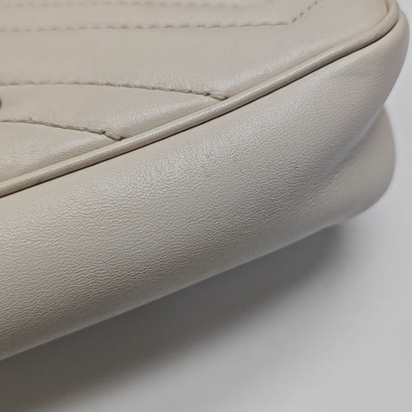 GG Marmont Mini Quilted Calfskin White