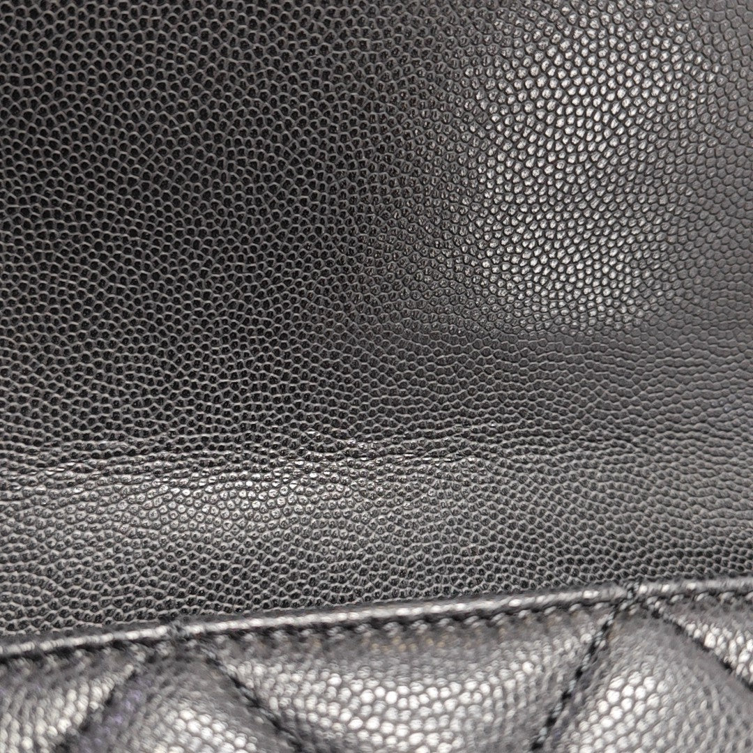 Quilted Grained Calfskin Shoulder Bag Small Black