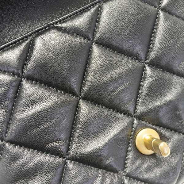 Quilted Lambskin Shoulder Bag Black