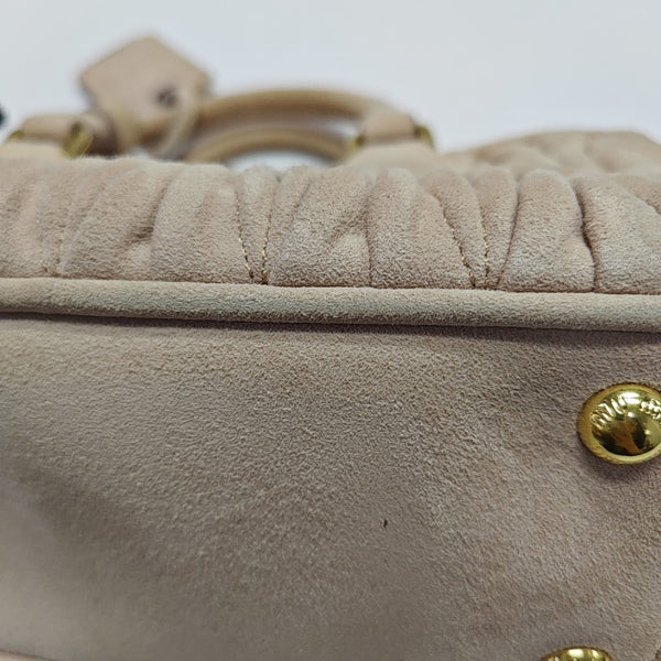 Arcadie Matelassé Small Quilted Suede Pink
