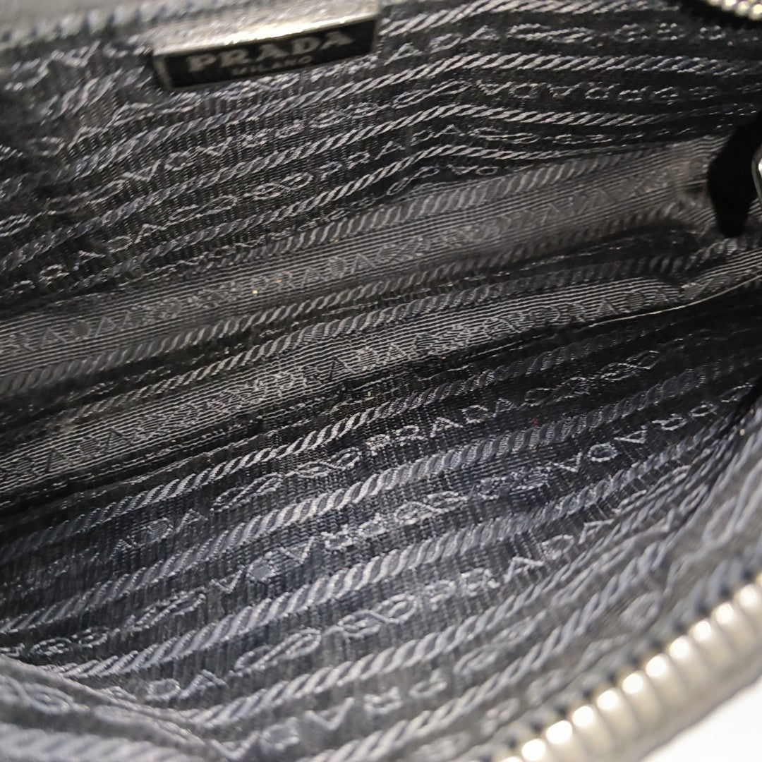 Quilted Nylon Shoulder Bag Black