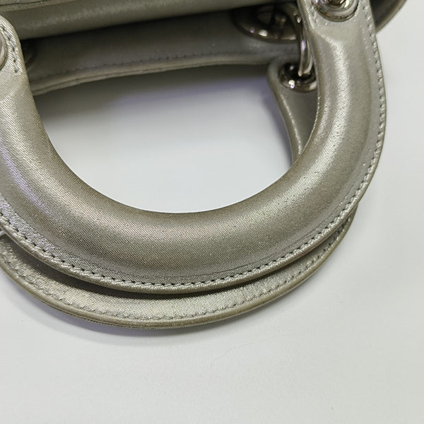 Lady Dior Mini Cannage Lambskin Gray