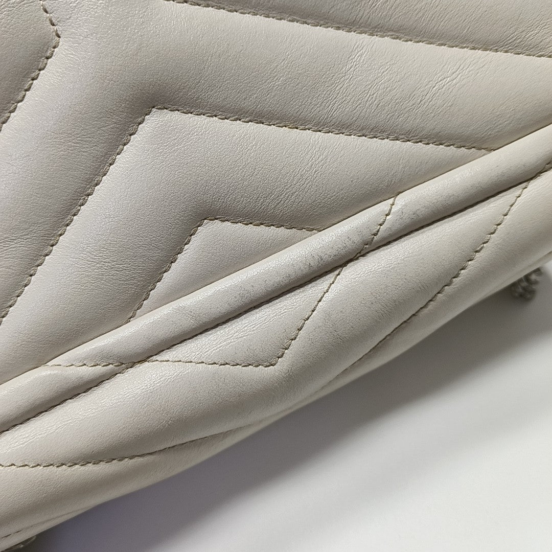 LOULOU Small Chevron Calfskin White