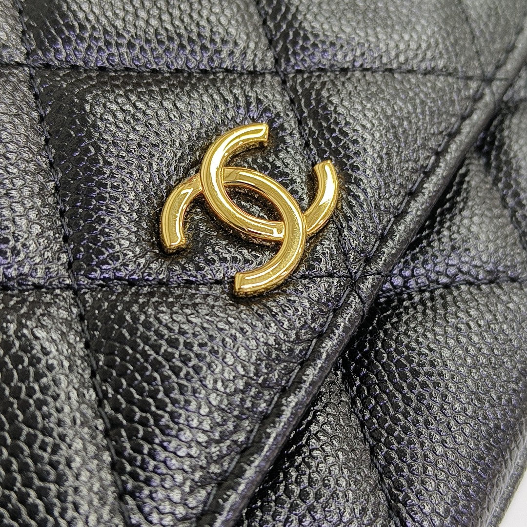 Quilted Grained Calfskin Shoulder Bag Black