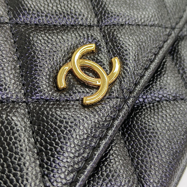 Quilted Grained Calfskin Shoulder Bag Black