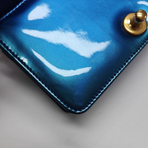 BOY CHANEL Quilted Patent Leather Blue
