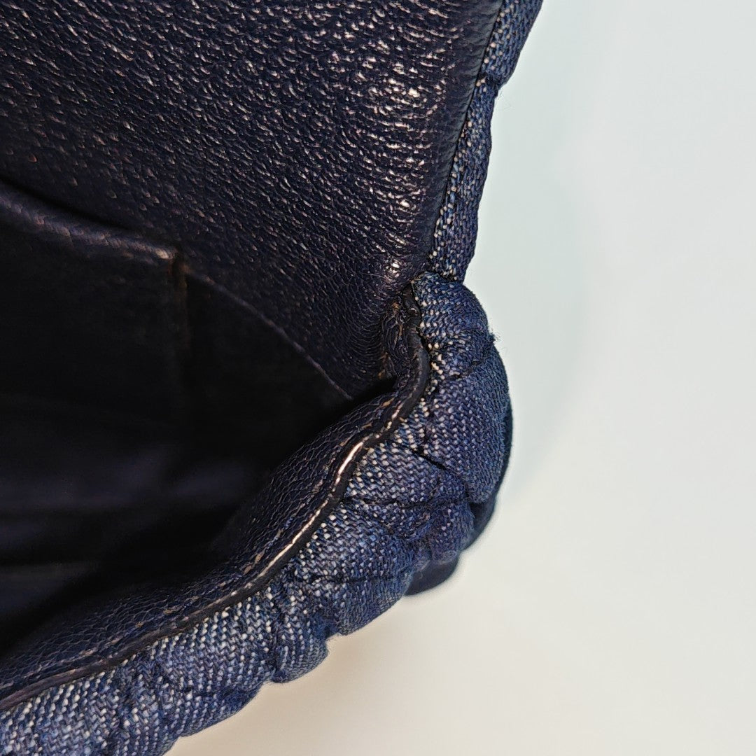Quilted Fabric Shoulder Bag Blue