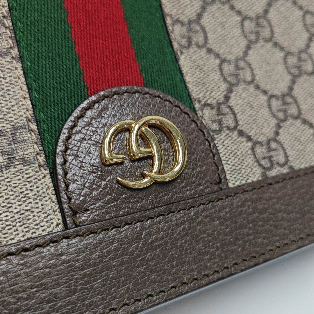 Ophidia Small Monogram Coated Canvas Beige