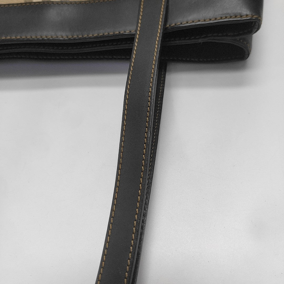 Coated Canvas Top Handle Bag Brown