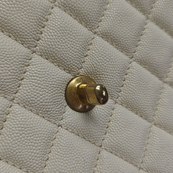 COCO HANDLE Medium Quilted Grained Calfskin Beige