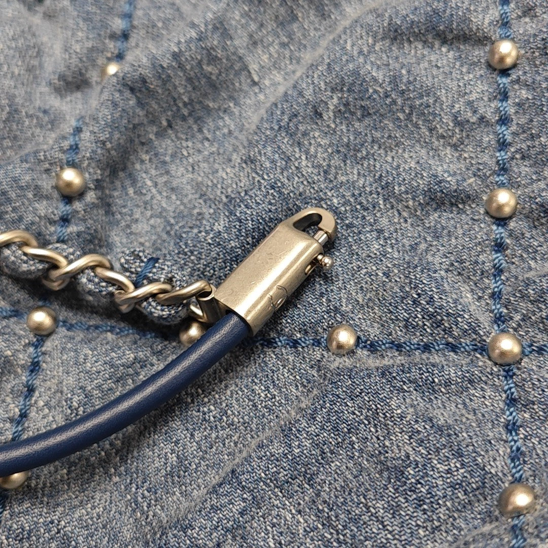 CHANEL 22 Mini Quilted Denim Blue