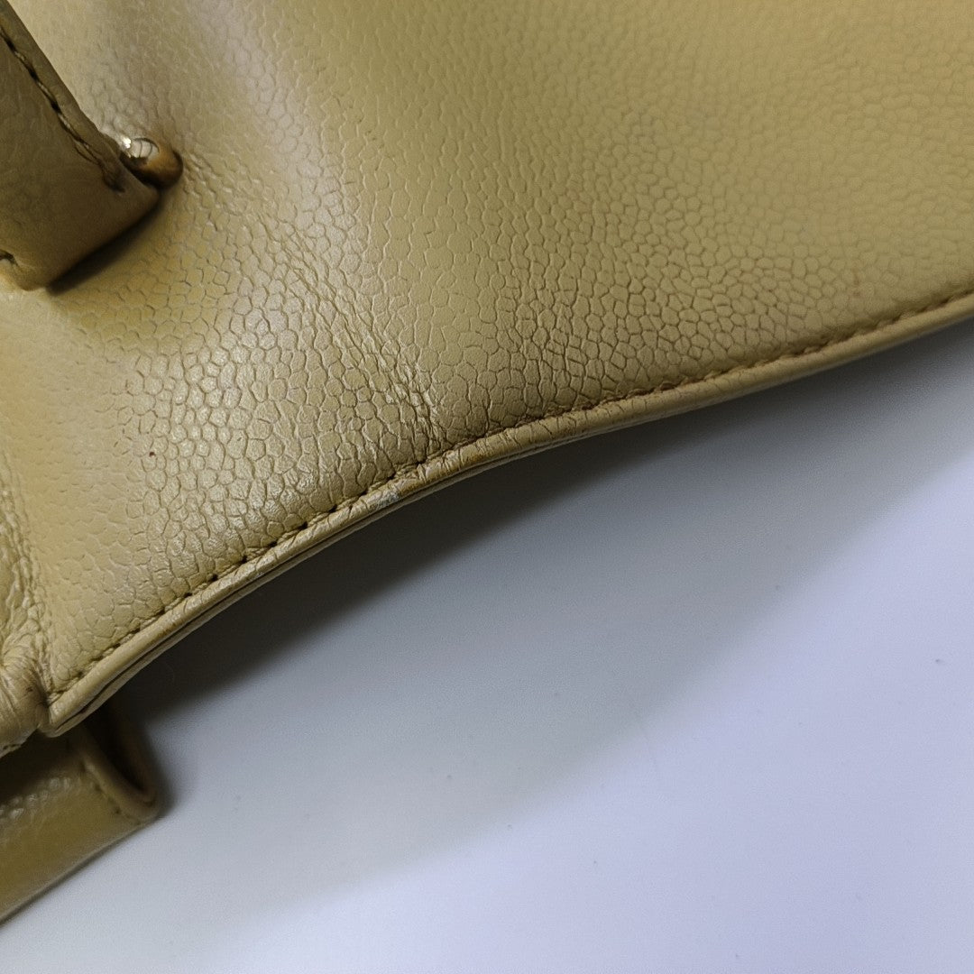 Quilted Calfskin Top Handle Bag Yellow