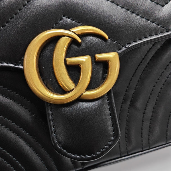 GG Marmont Small Quilted Calfskin Black