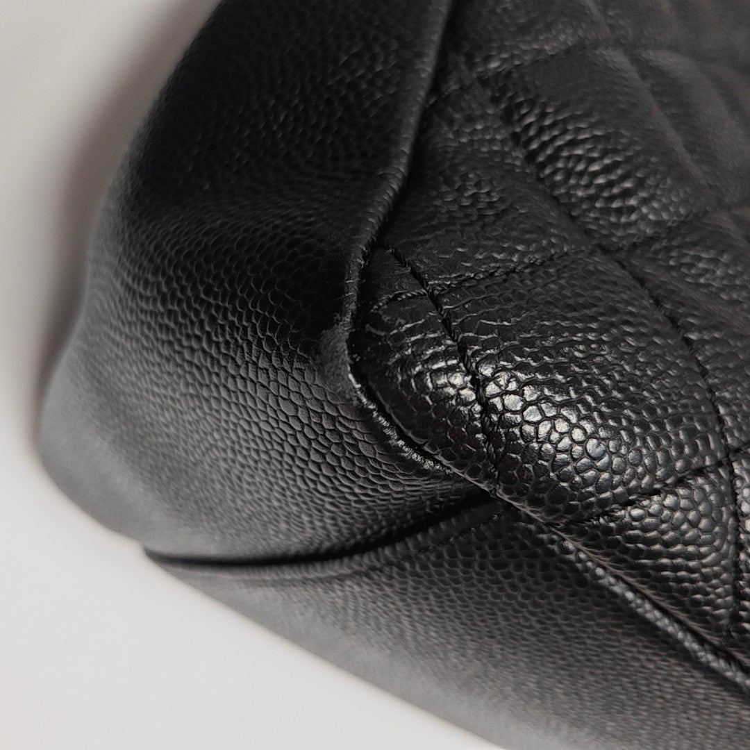 CHANEL GST Large Quilted Grained Calfskin Black